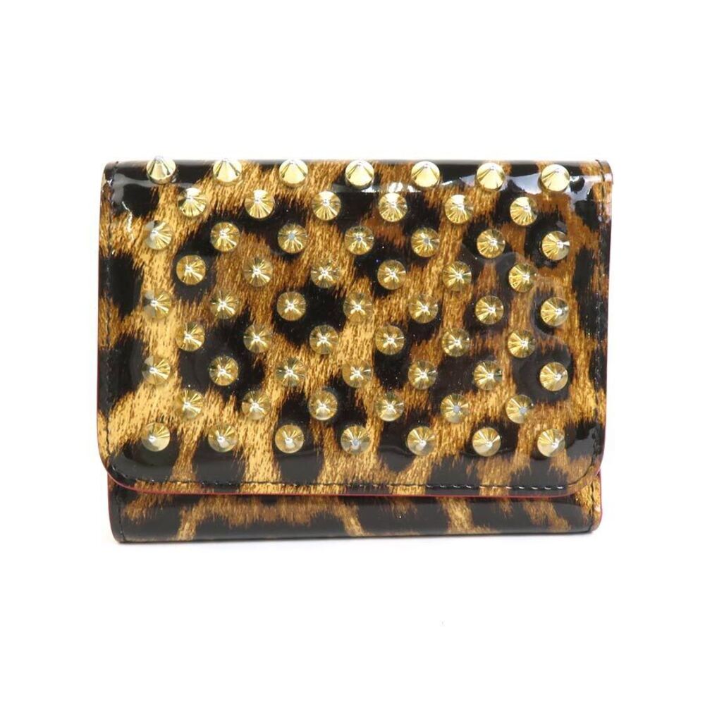 Christian Louboutin patent leather leopard tri fold wallet